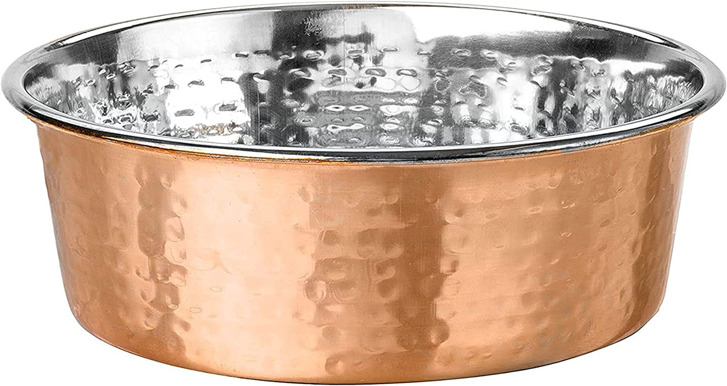 Elevate Your Pet's Dining Experience with Premium Hammered Copper Designer Bowls - Luxury Medium Size for Dogs and Cats