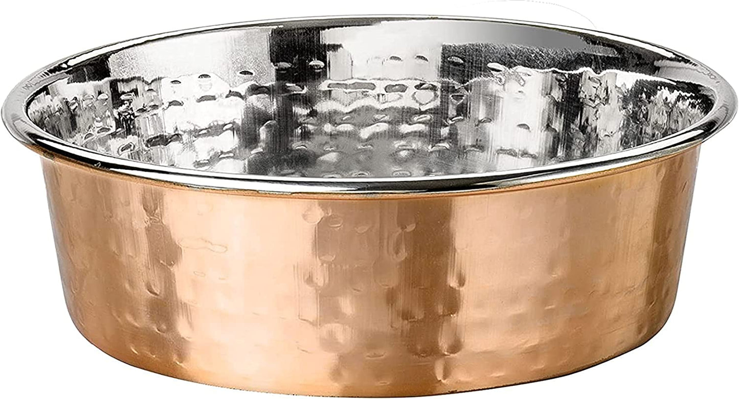 Elevate Your Pet's Dining Experience with Premium Hammered Copper Designer Bowls - Luxury Medium Size for Dogs and Cats