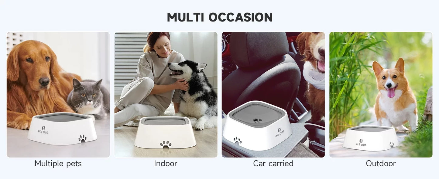 No-Spill Dog and Cat Water Bowl - 35Oz Travel Dispenser with Slow Feed Design