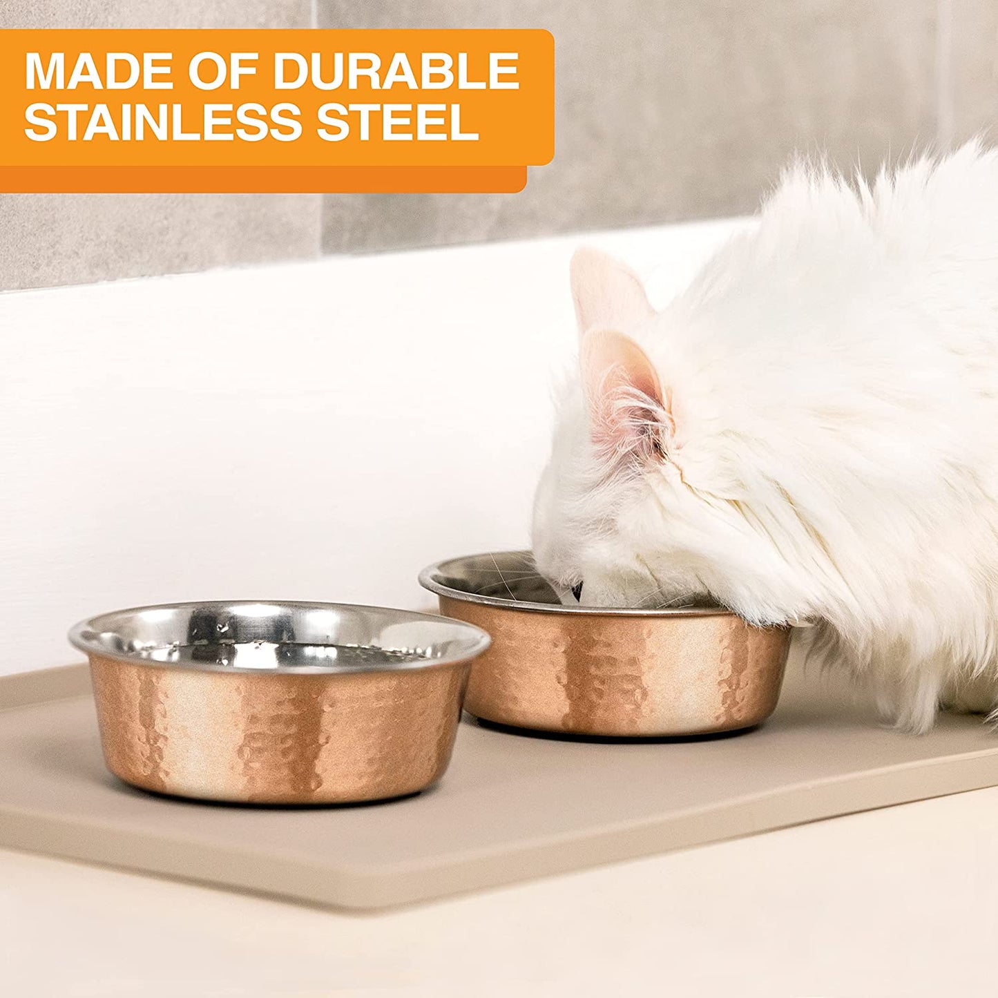 Elevate Your Pet's Dining Experience with Premium Hammered Copper Designer Bowls - Luxury Medium Size for Dogs and Cats