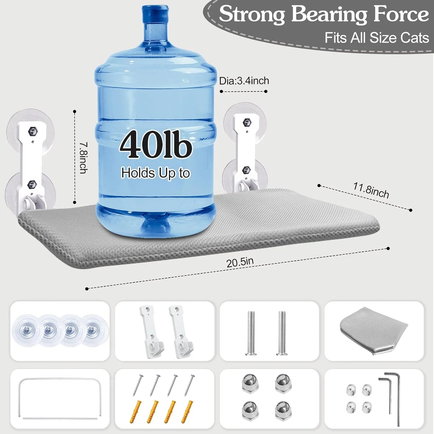 Cozy Cat Window Perch & Foldable Hammock - Stylish Indoor Shelf for Happy Kittens - Gray