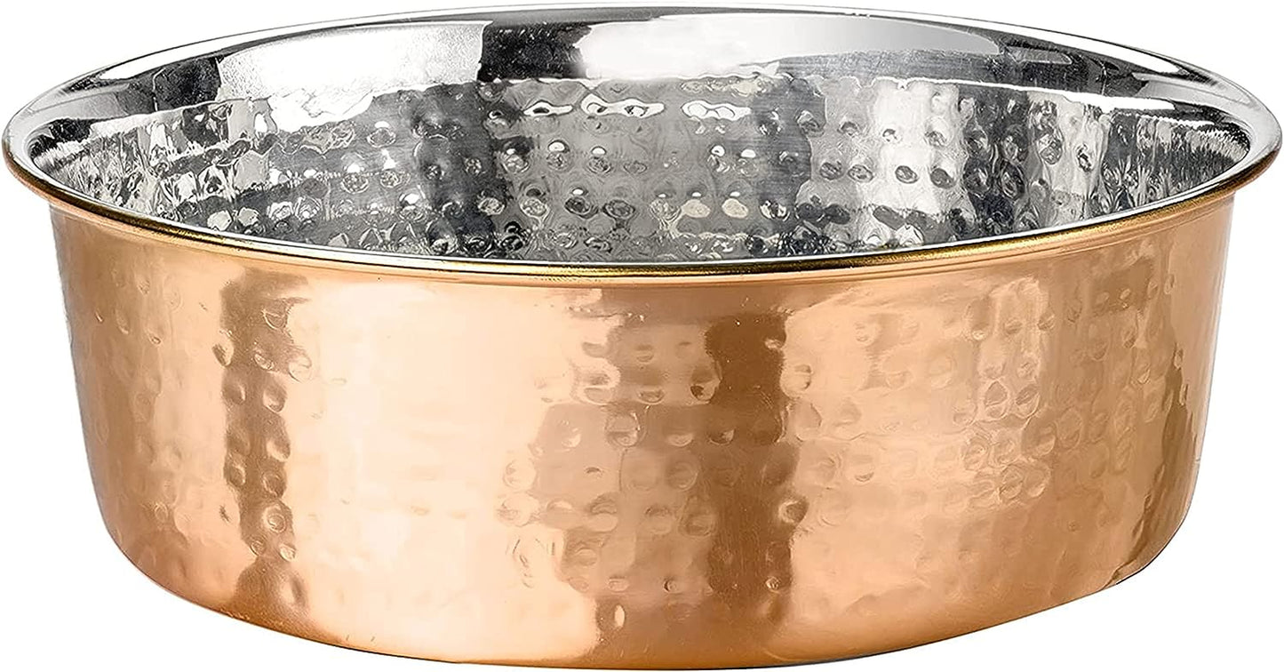 Elevate Your Pet's Dining Experience with Premium Hammered Copper Designer Bowls - Luxury Medium Size for Dogs and Cats