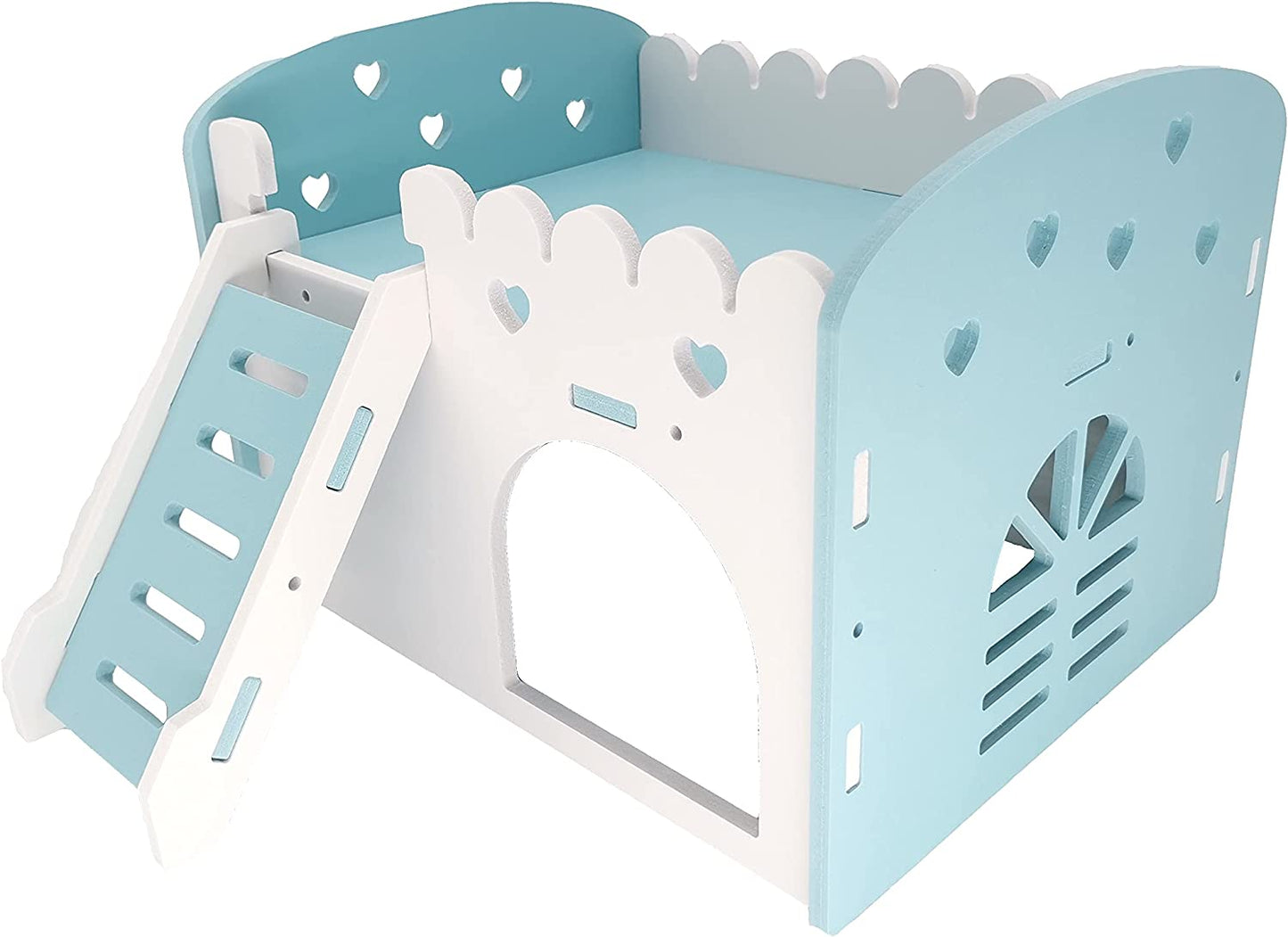 Cozy Blue Bunkbed Hideout for Small Animals - Detachable Habitat & Playground for Chinchillas, Rats, Hamsters, and Hedgehogs (Medium)