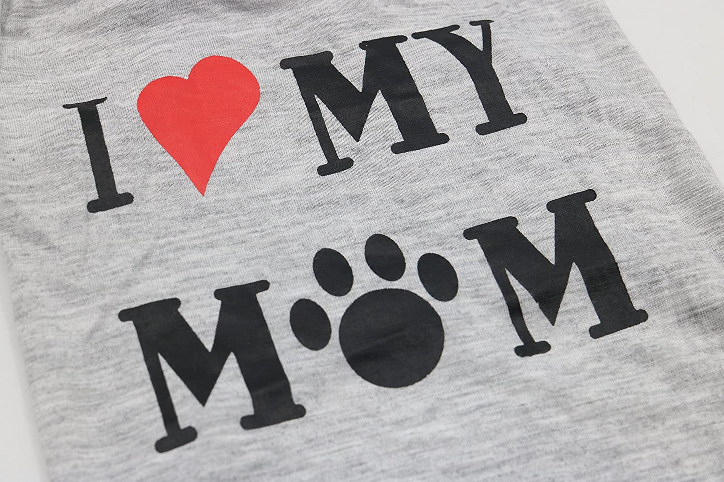 I Love My Mom Grey Dog T-Shirt for Small Dogs - Adorable Puppy Apparel