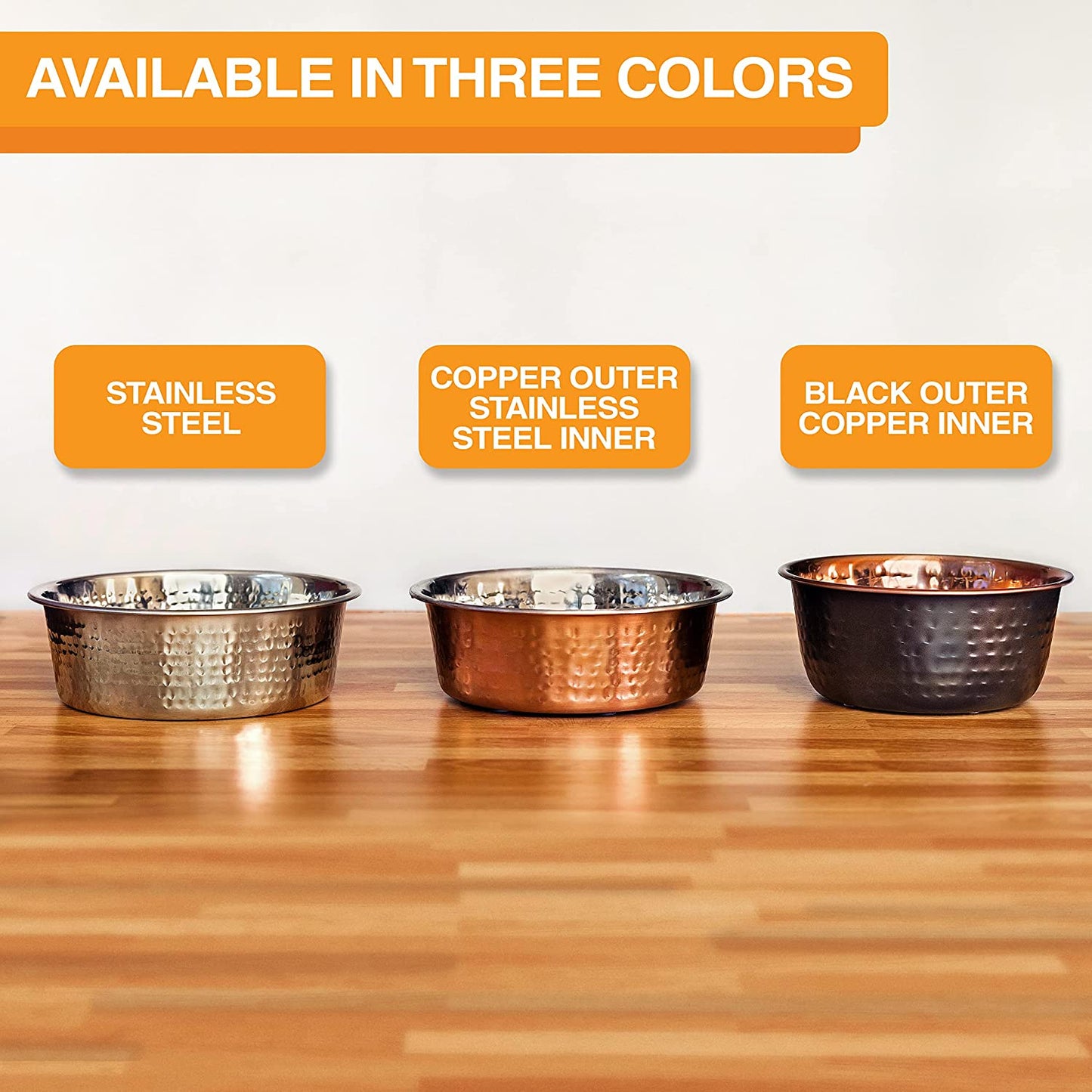 Elevate Your Pet's Dining Experience with Premium Hammered Copper Designer Bowls - Luxury Medium Size for Dogs and Cats