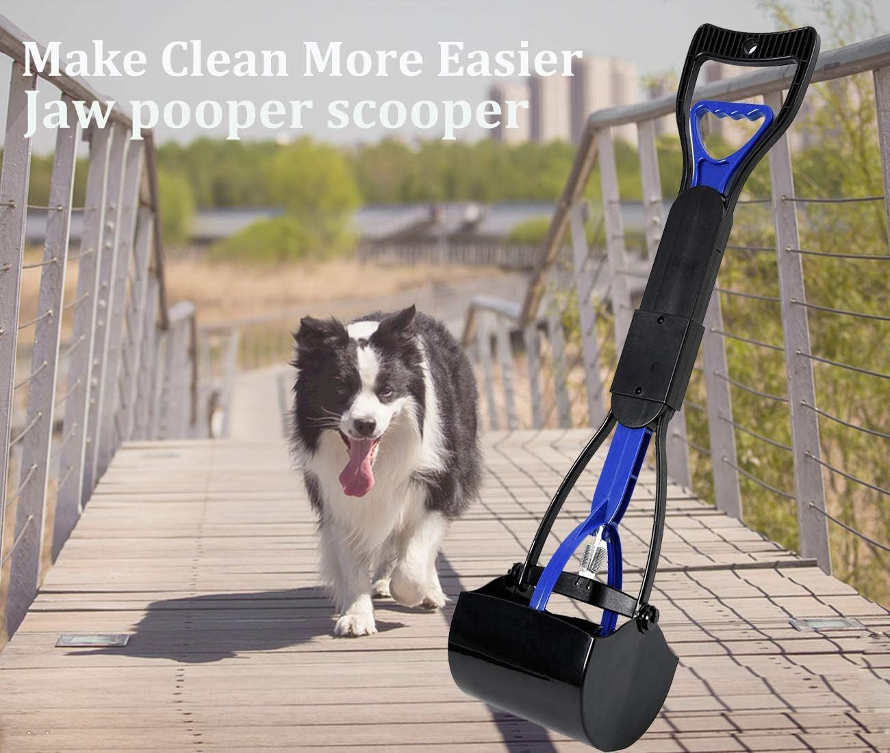 Ultimate Portable Dog Waste Scooper - 24-Inch Long Handle for Easy Clean-Up on Grass, Gravel, Yards, and Patios (Black-Purple)