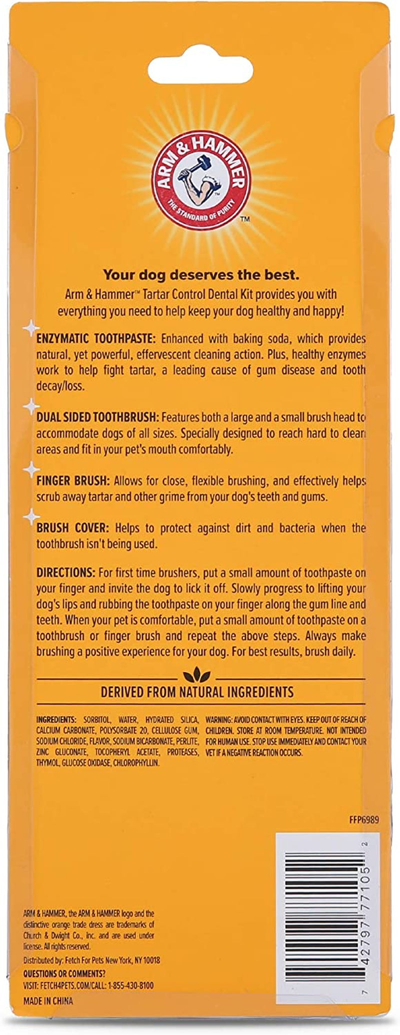 Tartar Control Dental Care Kit for Dogs - 3-Piece Set Featuring Banana Mint Toothpaste, Toothbrush, and Fingerbrush to Reduce Plaque and Tartar Buildup