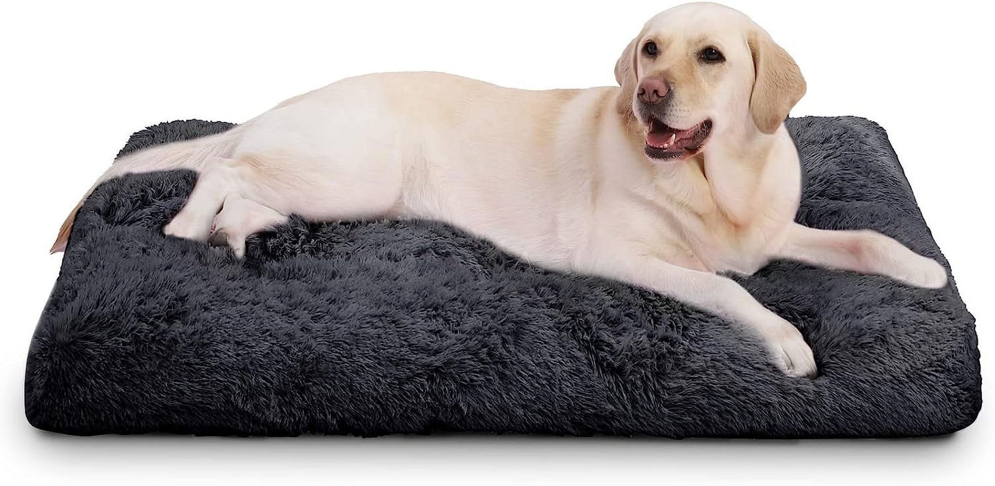 Premium Washable Plush Dog Bed for Large Breeds - 41 Inch Soft and Fluffy Design