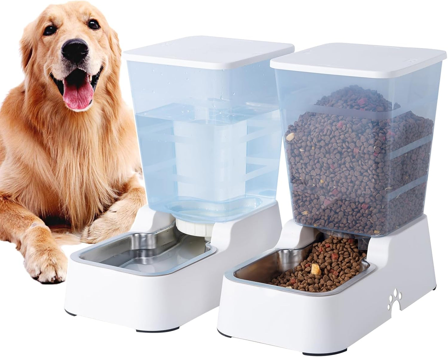 Automatic Pet Feeder & Water Dispenser Set - 3.8L Capacity for Dogs & Cats (Grey)