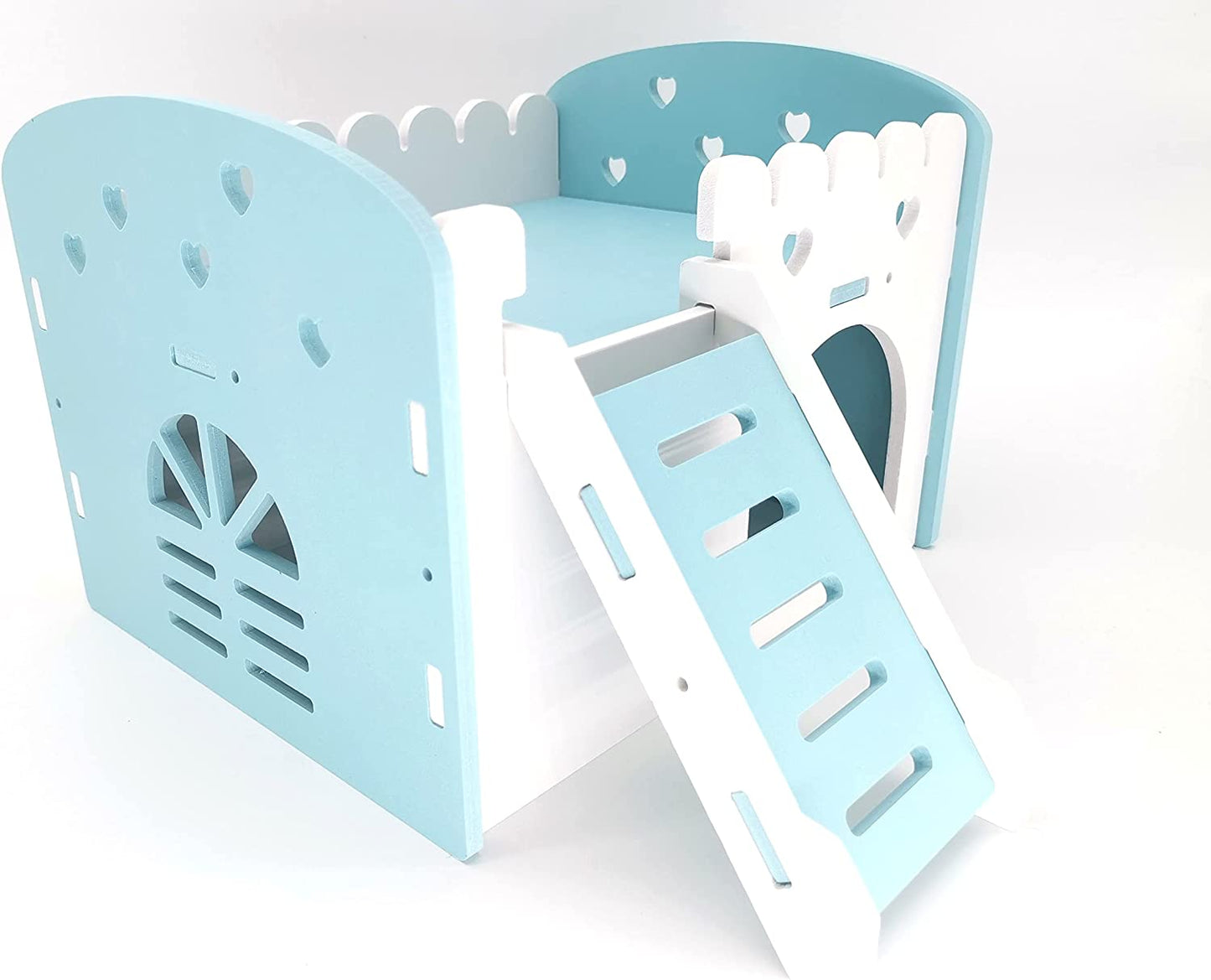 Cozy Blue Bunkbed Hideout for Small Animals - Detachable Habitat & Playground for Chinchillas, Rats, Hamsters, and Hedgehogs (Medium)