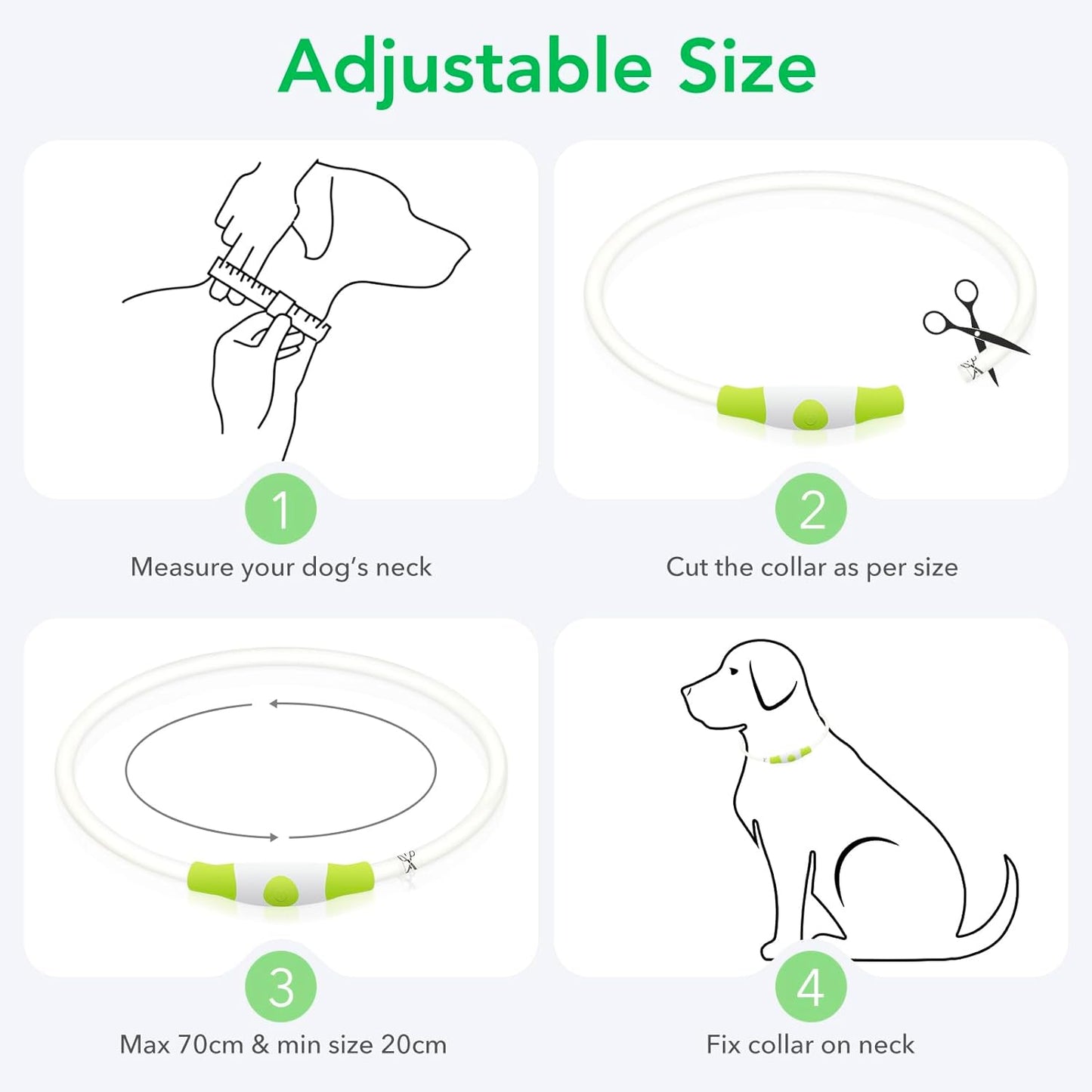 Illuminate Your Pup's Style: USB Rechargeable LED Dog Collar - Glow in the Dark Safety for All Sizes (Cyan)