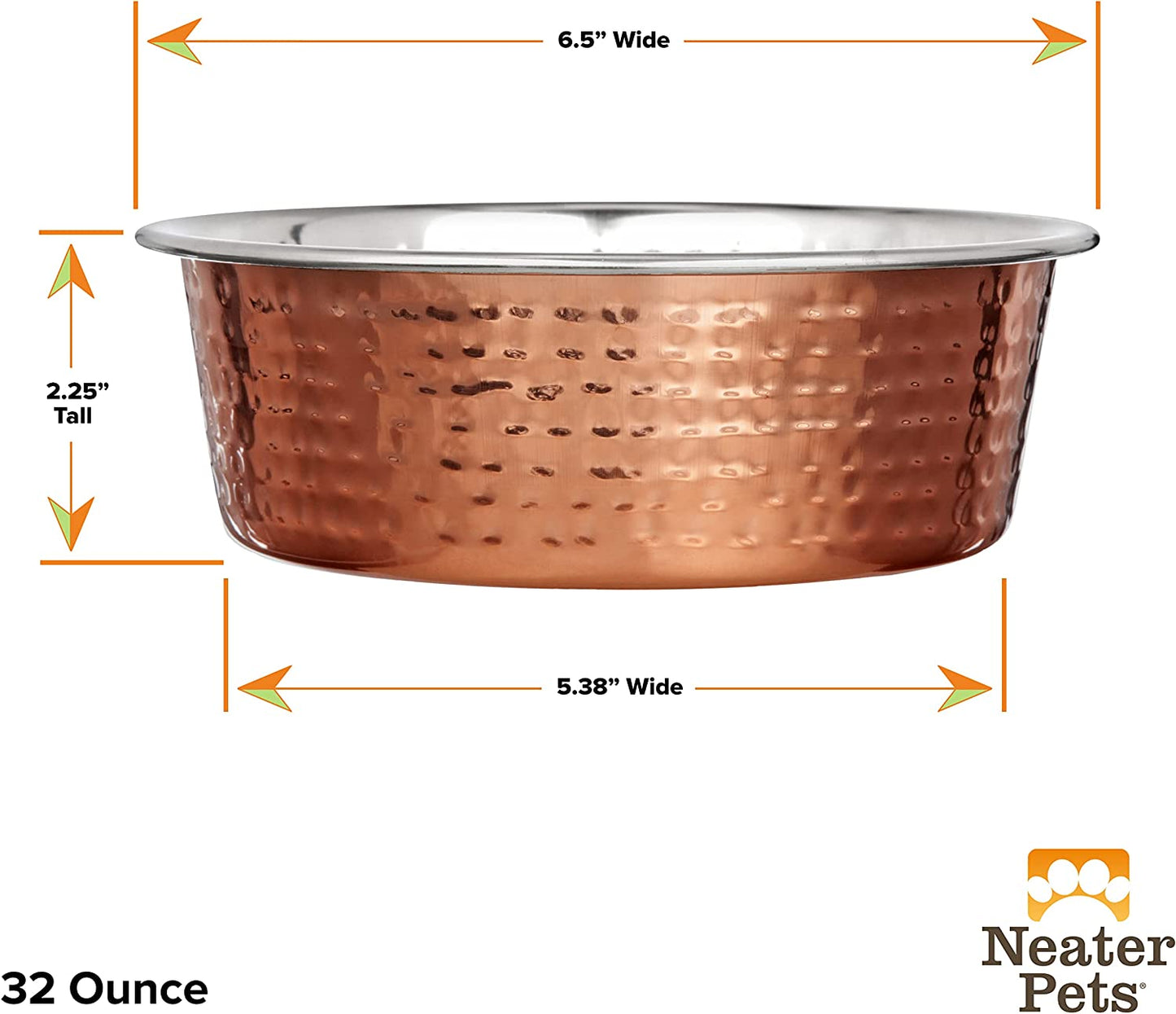 Elevate Your Pet's Dining Experience with Premium Hammered Copper Designer Bowls - Luxury Medium Size for Dogs and Cats