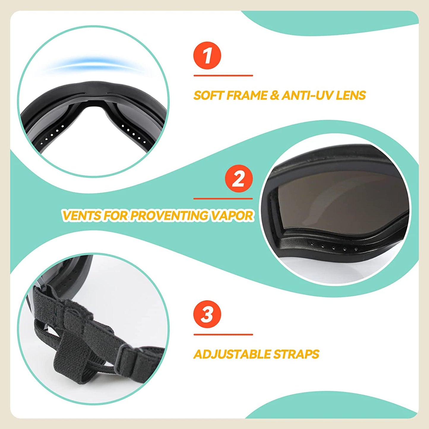 Ultimate Large Breed Dog Goggles - Stylish Protective Sunglasses for Medium to Large Dogs, Perfect for Riding, Biking, and Driving in Black