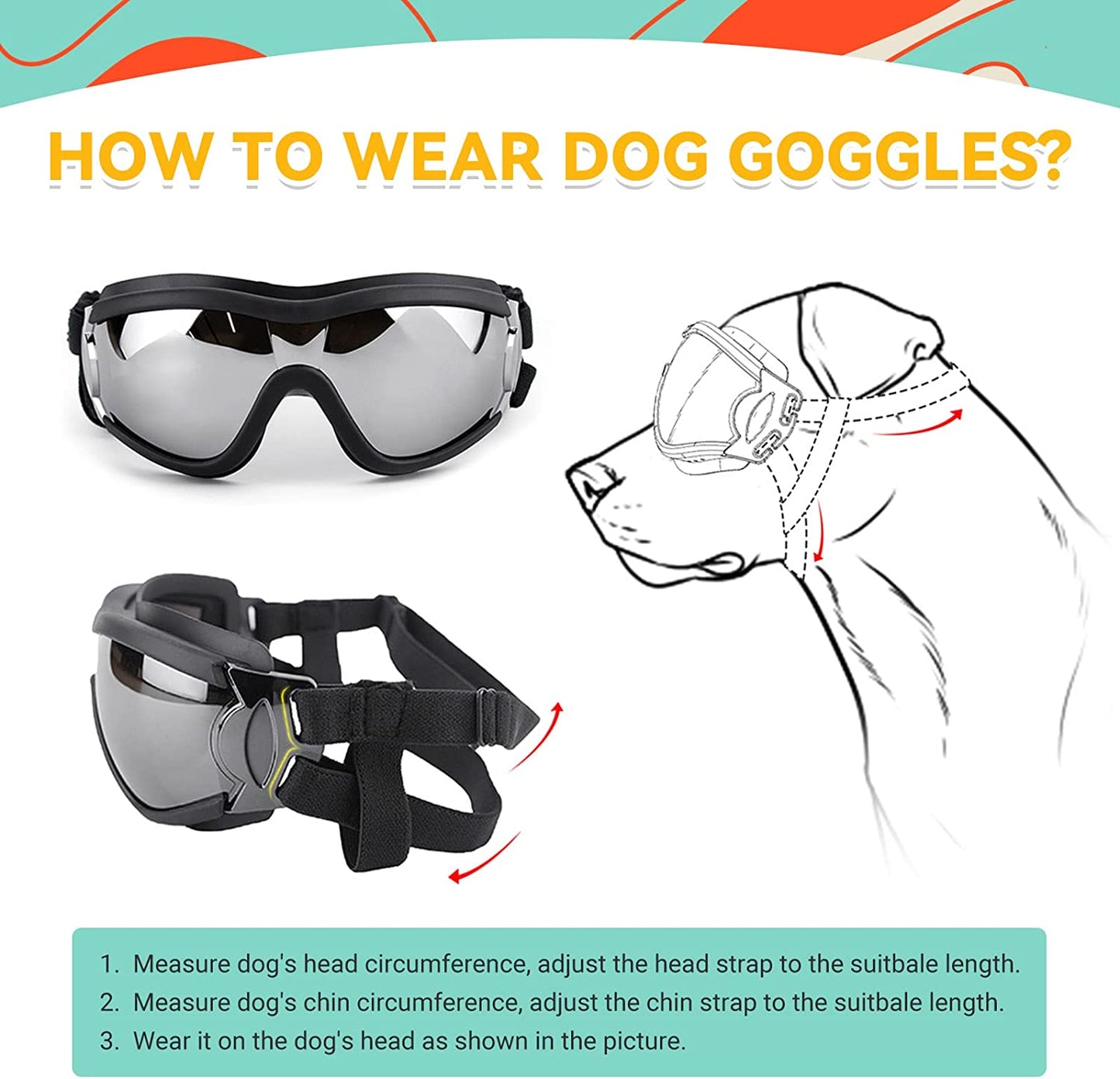 Ultimate Large Breed Dog Goggles - Stylish Protective Sunglasses for Medium to Large Dogs, Perfect for Riding, Biking, and Driving in Black