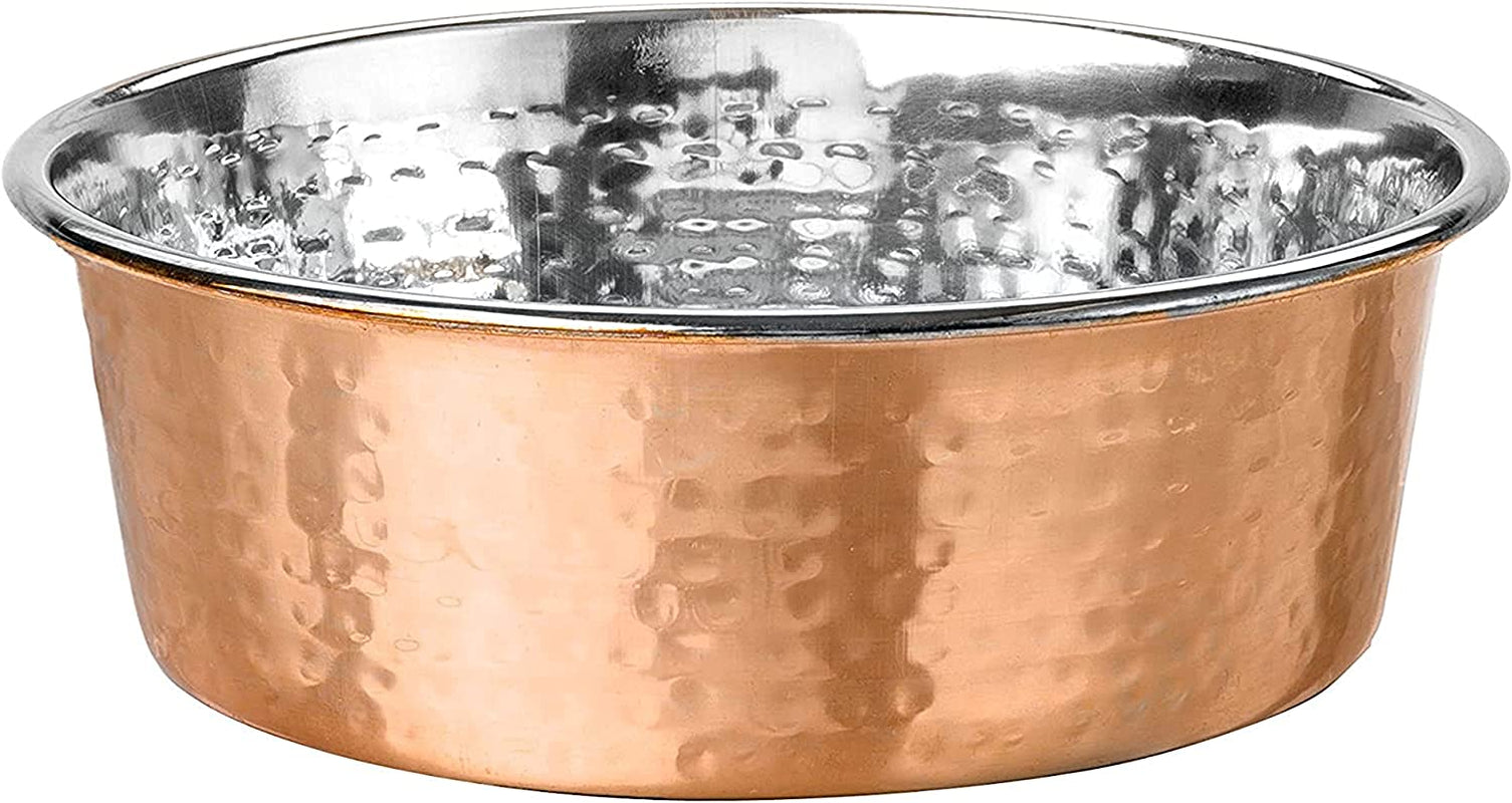 Elevate Your Pet's Dining Experience with Premium Hammered Copper Designer Bowls - Luxury Medium Size for Dogs and Cats