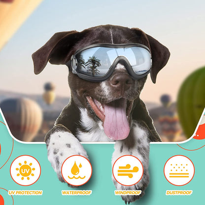 Ultimate Large Breed Dog Goggles - Stylish Protective Sunglasses for Medium to Large Dogs, Perfect for Riding, Biking, and Driving in Black