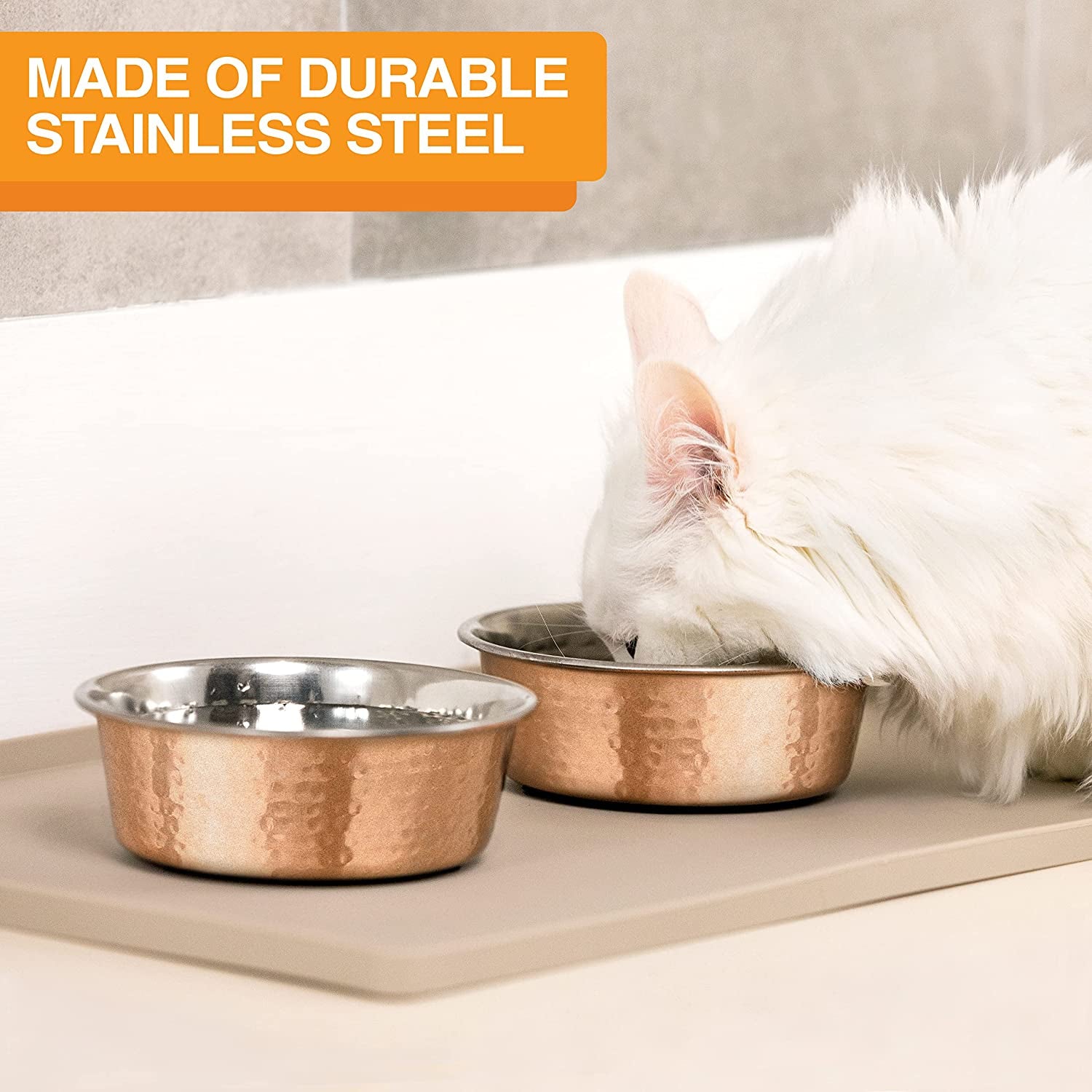 Elevate Your Pet's Dining Experience with Premium Hammered Copper Designer Bowls - Luxury Medium Size for Dogs and Cats