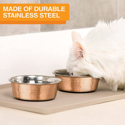 Elevate Your Pet's Dining Experience with Premium Hammered Copper Designer Bowls - Luxury Medium Size for Dogs and Cats