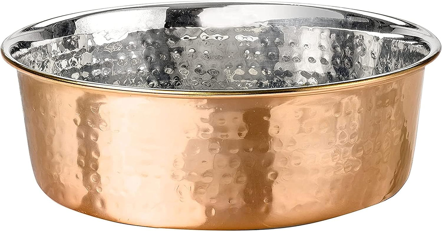 Elevate Your Pet's Dining Experience with Premium Hammered Copper Designer Bowls - Luxury Medium Size for Dogs and Cats