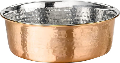 Elevate Your Pet's Dining Experience with Premium Hammered Copper Designer Bowls - Luxury Medium Size for Dogs and Cats