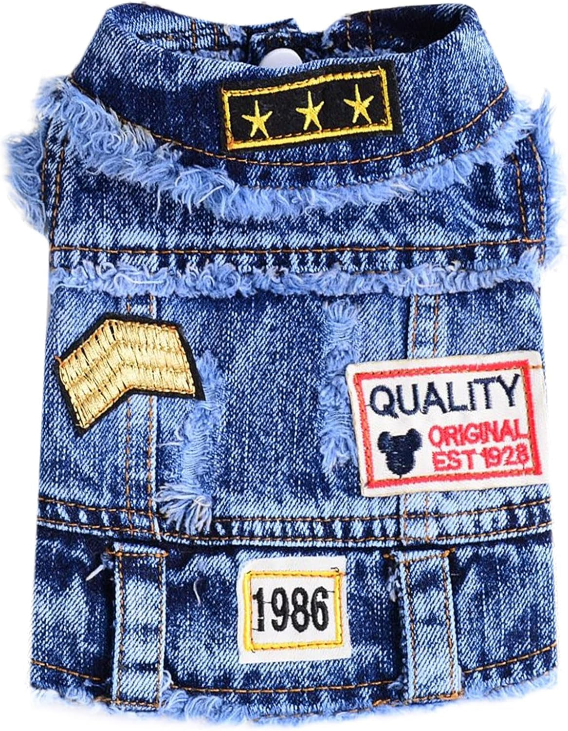 Trendy Denim Jacket for Small Pets - Fashionable Vest for Dogs and Cats, Ideal for Shih Tzu, Chihuahua, Yorkie, and Teacup Breeds