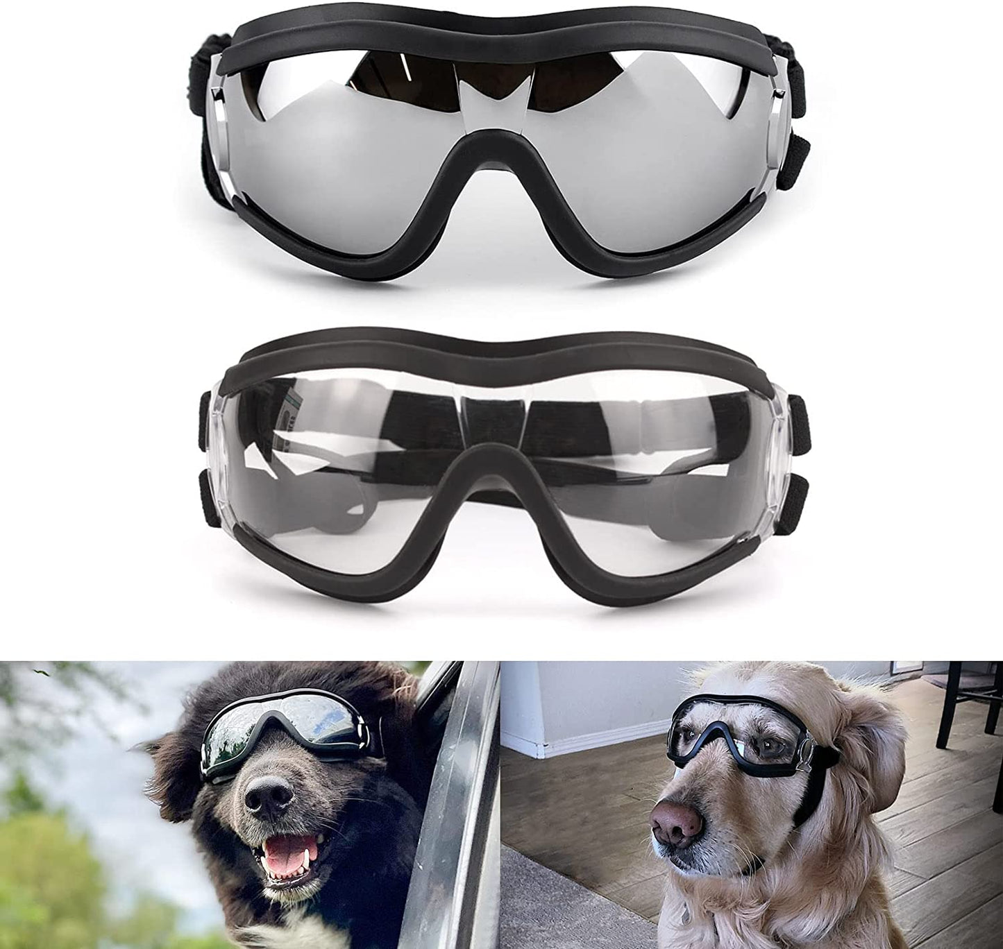 Ultimate Large Breed Dog Goggles - Stylish Protective Sunglasses for Medium to Large Dogs, Perfect for Riding, Biking, and Driving in Black