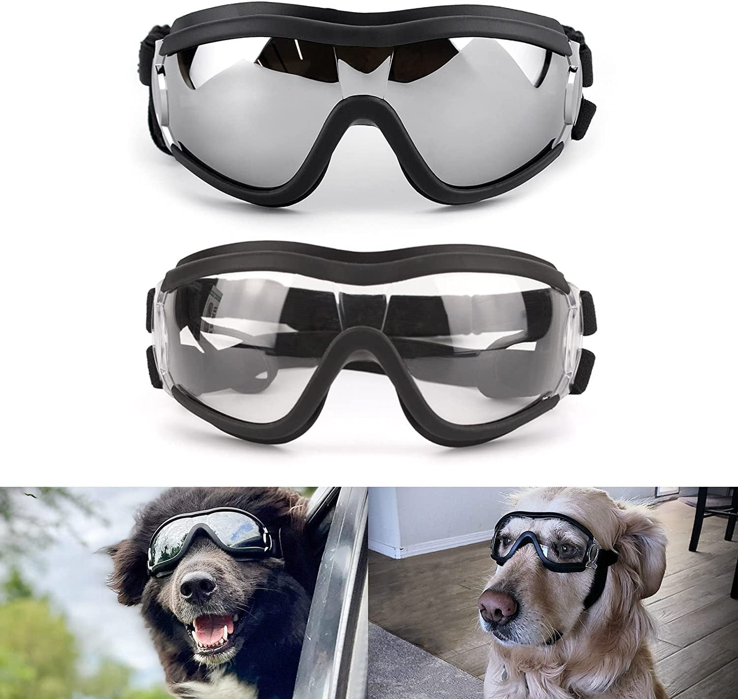 Ultimate Large Breed Dog Goggles - Stylish Protective Sunglasses for Medium to Large Dogs, Perfect for Riding, Biking, and Driving in Black