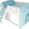 Cozy Blue Bunkbed Hideout for Small Animals - Detachable Habitat & Playground for Chinchillas, Rats, Hamsters, and Hedgehogs (Medium)
