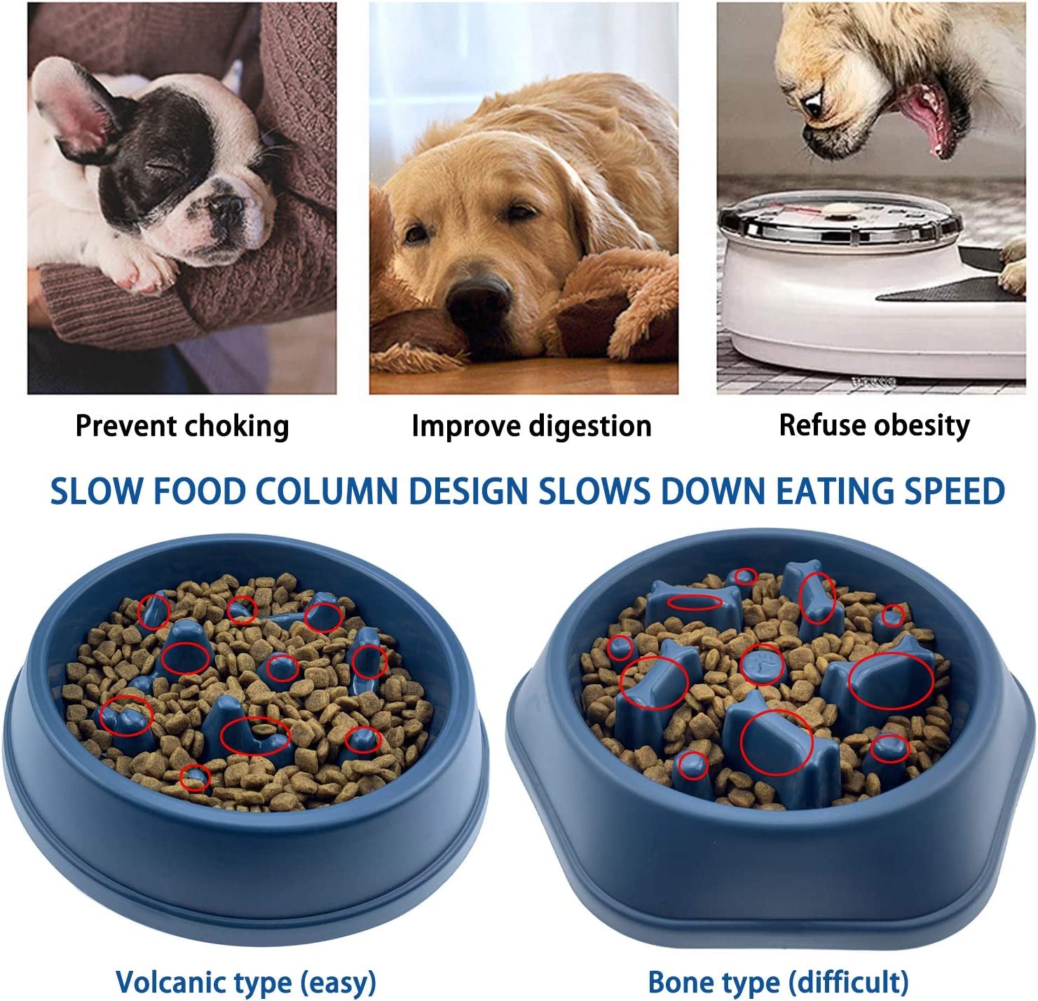 Interactive Slow Feeder Dog Bowl - Healthy Eating Solution for Small to Medium Dogs, Anti-Gulping Design to Prevent Bloat, Non-Slip Fun Feeding Experience
