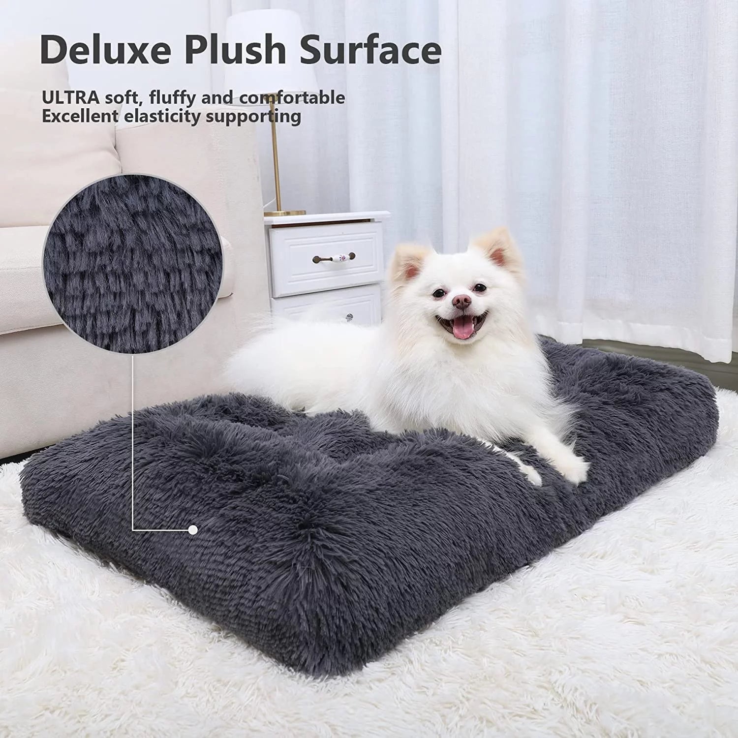 Premium Washable Plush Dog Bed for Large Breeds - 41 Inch Soft and Fluffy Design