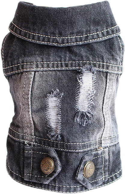 Trendy Denim Jacket for Small Pets - Fashionable Vest for Dogs and Cats, Ideal for Shih Tzu, Chihuahua, Yorkie, and Teacup Breeds