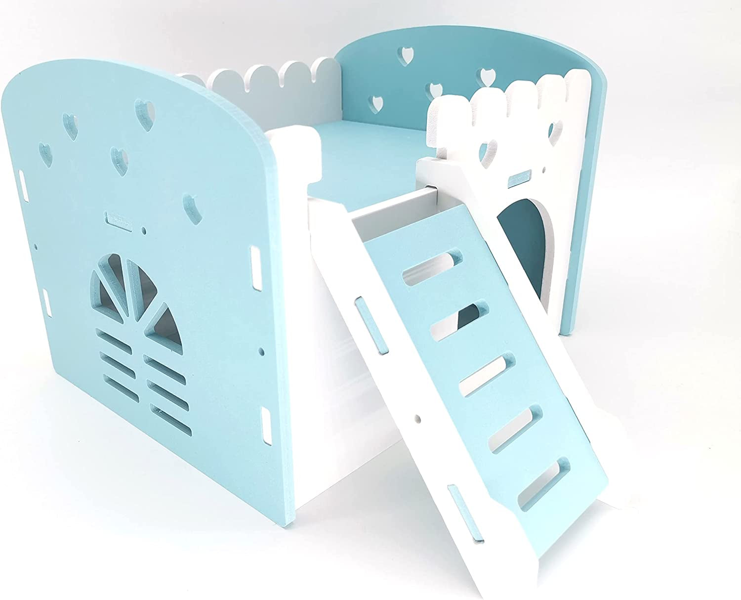 Cozy Blue Bunkbed Hideout for Small Animals - Detachable Habitat & Playground for Chinchillas, Rats, Hamsters, and Hedgehogs (Medium)
