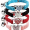 Adjustable Soft Velvet Cat Collar with Crystal Heart Charm and Bells, 8-11 Inches, Available in Black, Red, Pink, and Blue