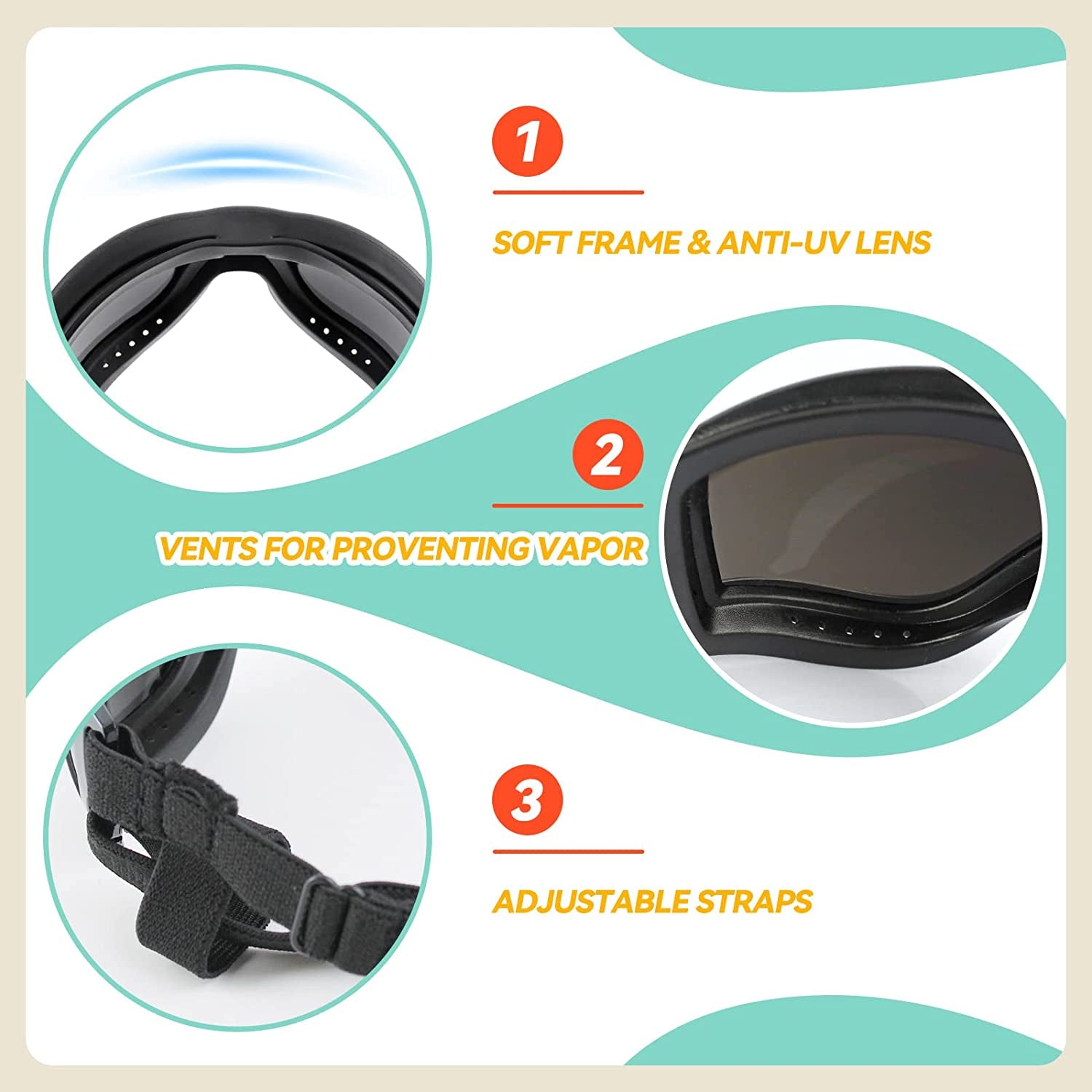 Ultimate Large Breed Dog Goggles - Stylish Protective Sunglasses for Medium to Large Dogs, Perfect for Riding, Biking, and Driving in Black